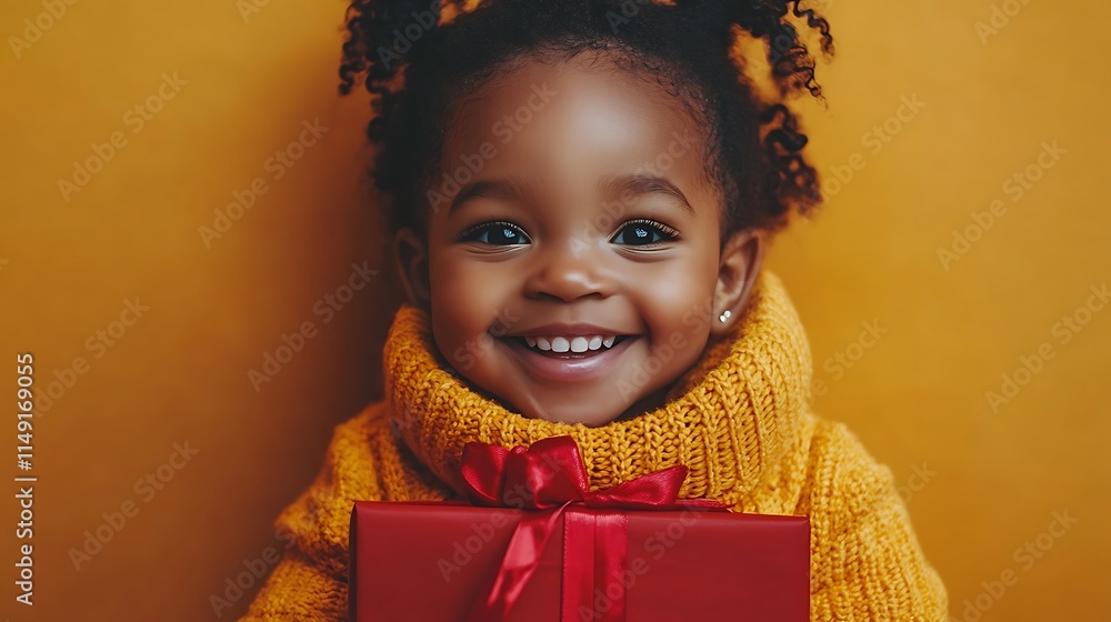 Joyful child holding gift indoor setting portrait photography Joyful child holding gift indoor setting portrait photography