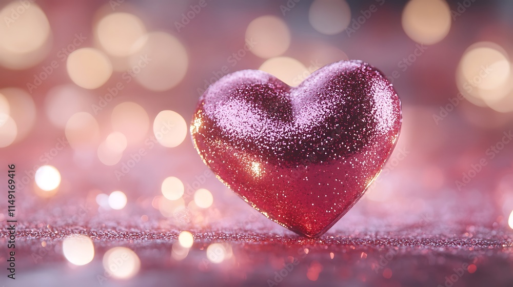 Romantic heart decoration studio sparkling background close-up