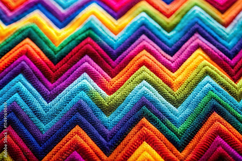 Macro Close-up of a Vivid Chevron Pattern Fabric Texture Macro Close-up of a Vivid Chevron Pattern Fabric Texture