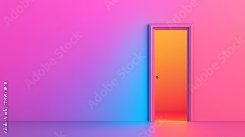 Glowing Open Door in a Colorful Scene