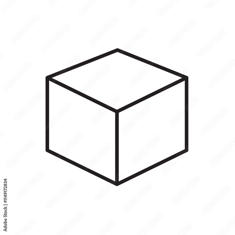 Box, cube icon. Vector flat black linear illustration for web and app..eps Box, cube icon. Vector flat black linear illustration for web and app..eps