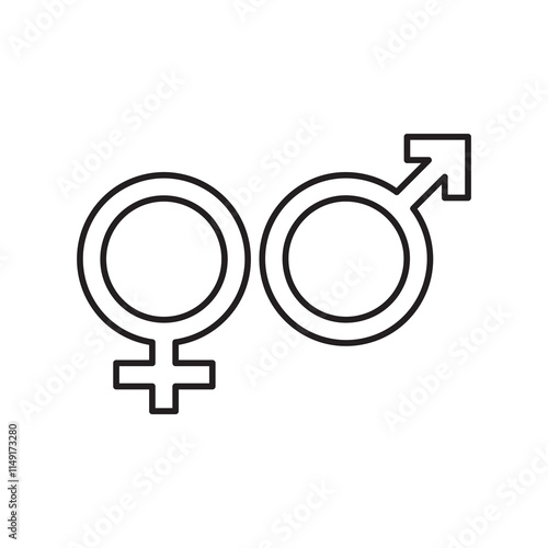 Gender icon. Female, male vector flat black linear illustration for  web and app..eps