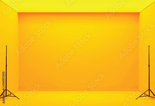 Adobe IllustratMusic Stand on Yellow Background with Copy Spaceor Artwork