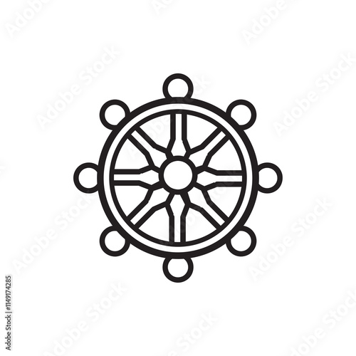 Wheel of Dharma Buddhism icon. vector flat black illustration for web and app..eps