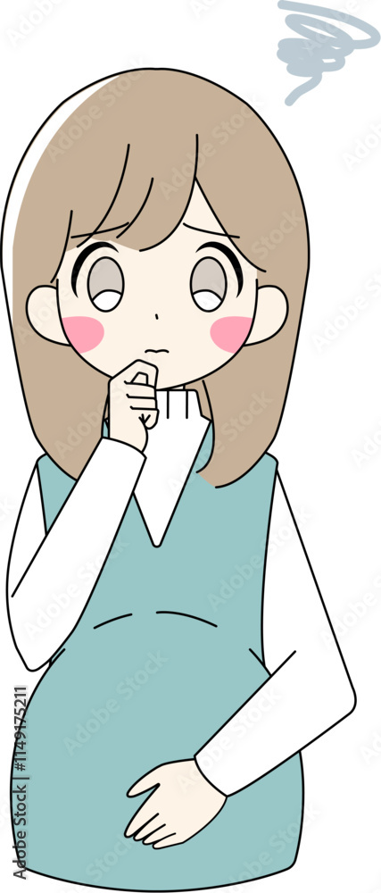 困っている妊婦のイラスト