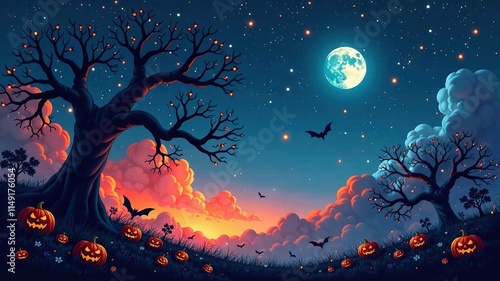 Halloween Party Background with Stars - AI Photo photo