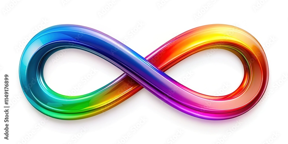 Infinite Symbol Design, White Background, Copy Space Infinite Symbol Design, White Background, Copy Space