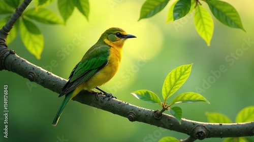 Indian White-Throated Bulbul Female, Dajalschama, Treetop Portrait, Elegant Pose photo