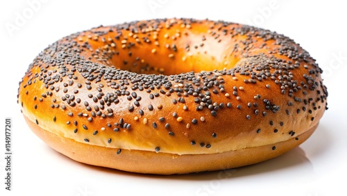 Isolated Bagel with Poppy Seeds - High Depth of Field photo