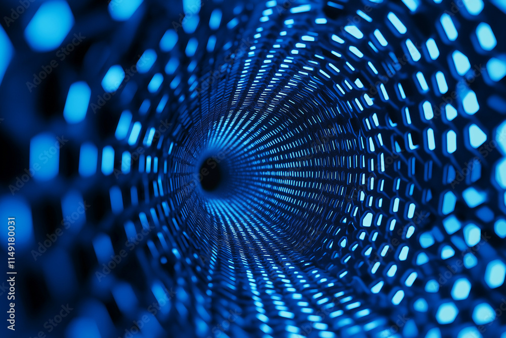 Naklejka premium Blue geometric shape abstract technology background with hexagons and circles