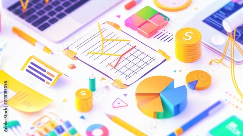 flat vector illustration of business or company data.