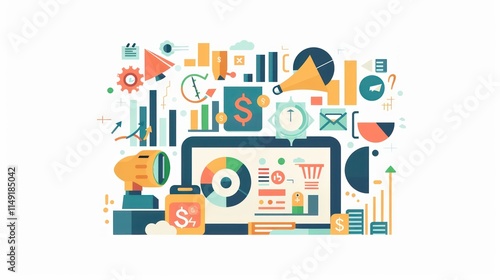 Wallpaper Mural flat vector illustration of business or company data. Torontodigital.ca