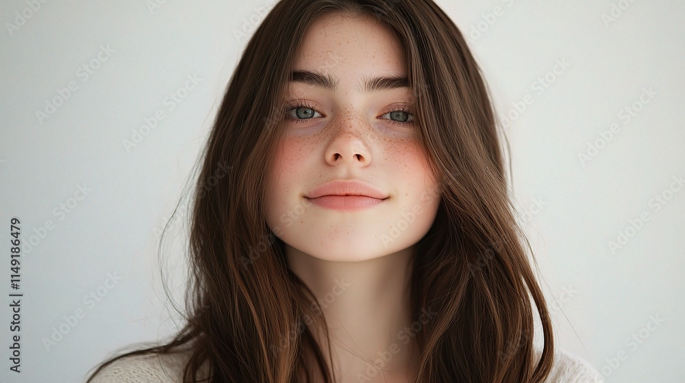 Positive Young Girl Smiling in Bright Indoor Portrait Setting Positive Young Girl Smiling in Bright Indoor Portrait Setting