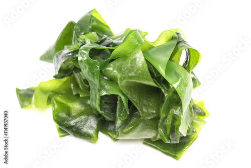 Seaweed wakame isolated on white background. Japanese organic fresh,healthy food.