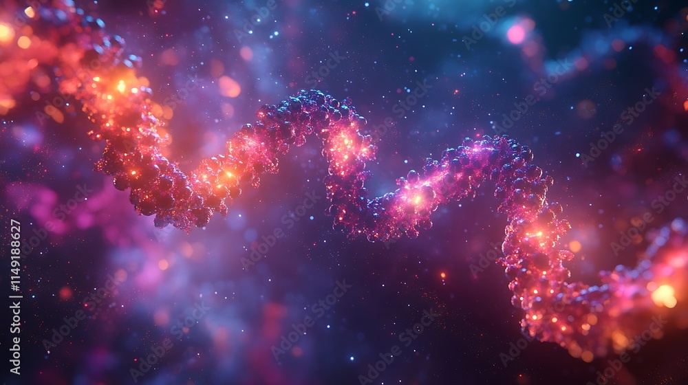 Abstract cosmic art molecular structure in digital visualization