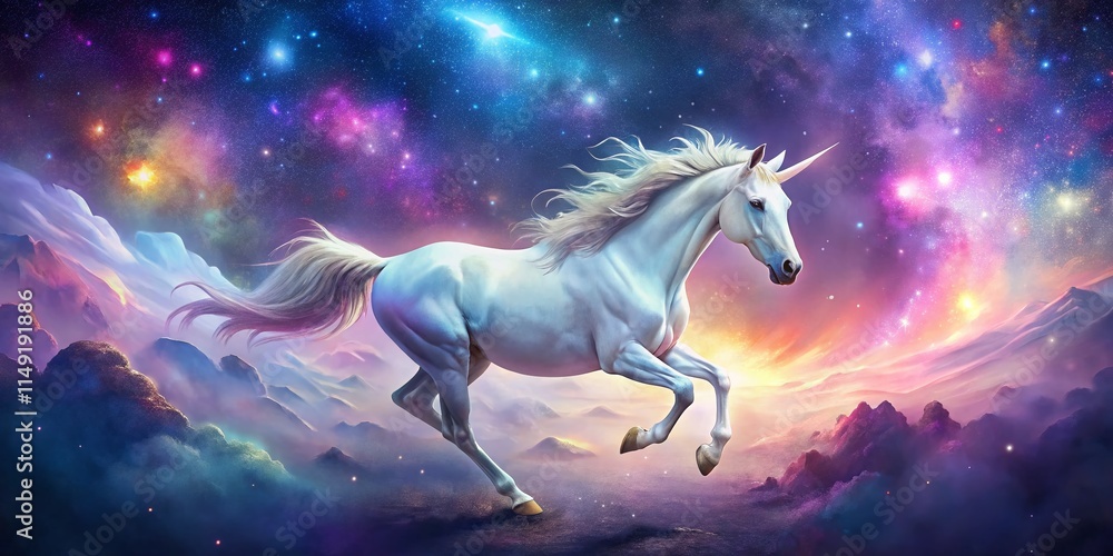 Magical Unicorn Galaxy Run: Bokeh Dream, Cosmic Horse, Nebula Starry Night, Fantasy Art Magical Unicorn Galaxy Run: Bokeh Dream, Cosmic Horse, Nebula Starry Night, Fantasy Art