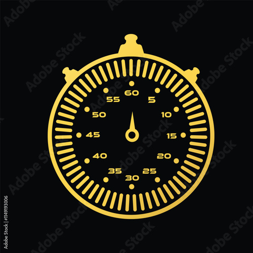 high quality modern stopwatch gold color icon with minimalist design for digital and print projects