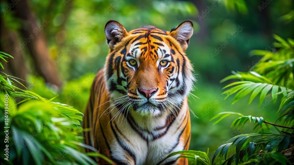 Obraz premium Majestic Bengal Tiger in Indian Wildlife Sanctuary - Endangered Species Drone Photography