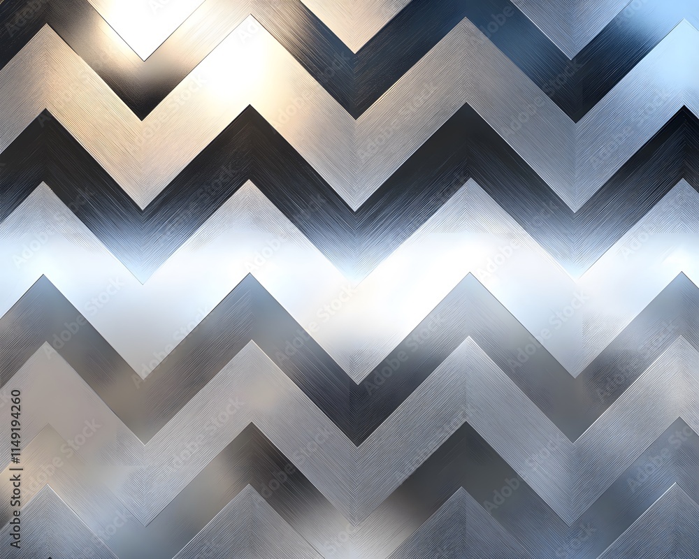 Brushed Metal Chevron Pattern in Silver, Grey, and Black Brushed Metal Chevron Pattern in Silver, Grey, and Black