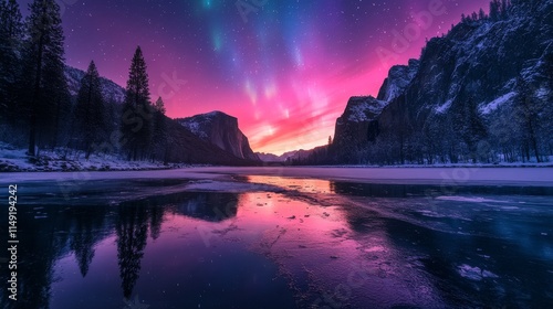 Wallpaper Mural Northern Lights Reflection on Merced River Torontodigital.ca