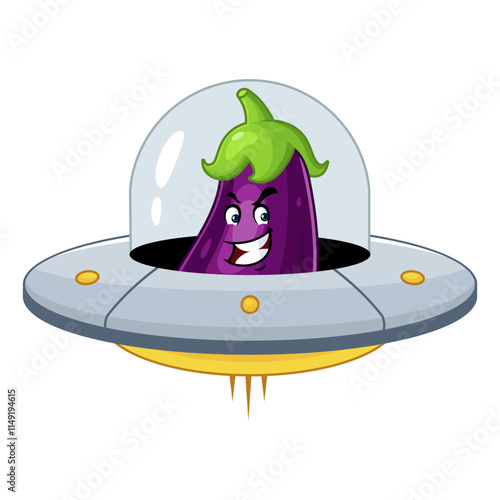 Eggplant Alien in UFO.
