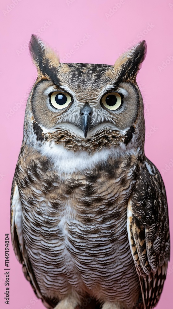 A majestic owl stares intently. AI. A majestic owl stares intently. AI.