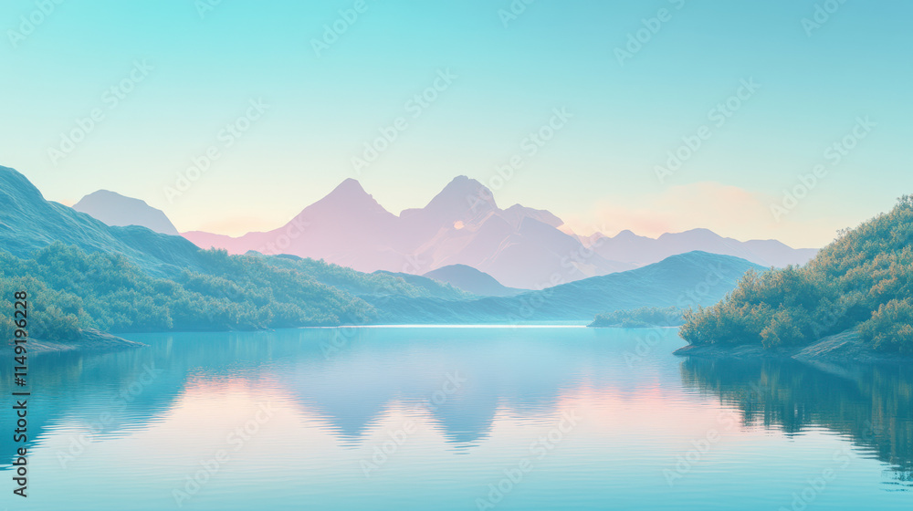 A high-resolution photograph of a serene mountain lake, surrounded by lush evergreen forests, the water reflecting the clear blue sky and peaks in the background, taken during golden hour for warm lig A high-resolution photograph of a serene mountain lake, surrounded by lush evergreen forests, the water reflecting the clear blue sky and peaks in the background, taken during golden hour for warm lig