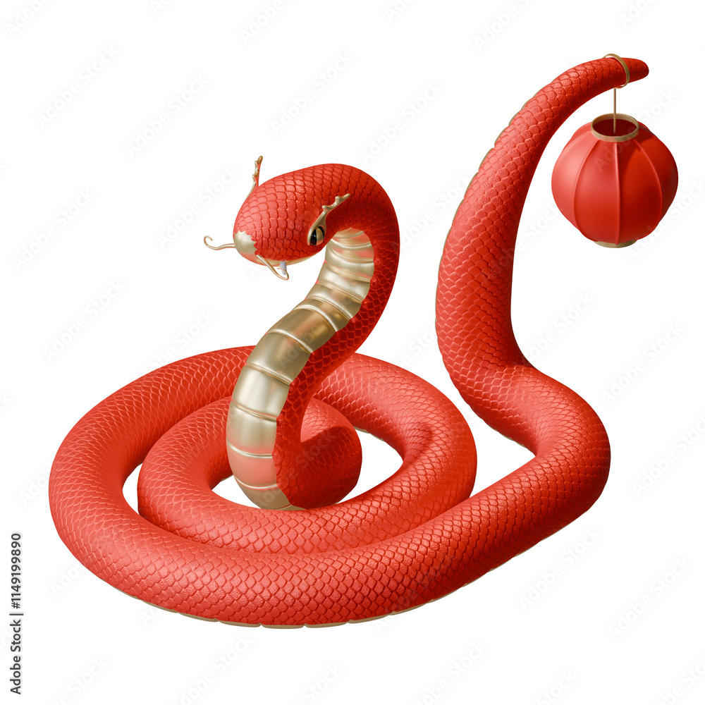 Fototapeta premium Chinese New Year Of Snake Isometric Front View 3D Design Element