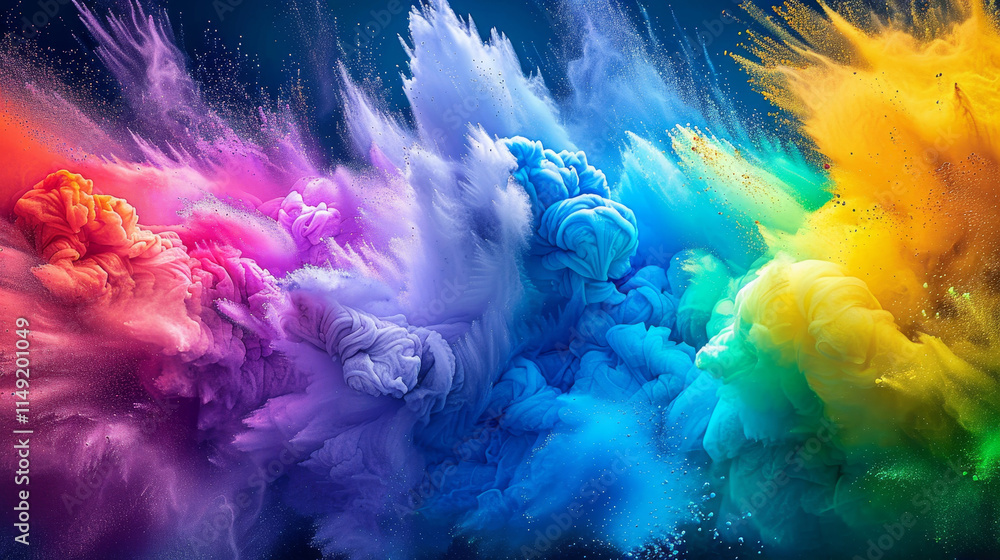 Obraz premium Vibrant Holi Festival Color Explosion, High Resolution Background With Empty Space For Text