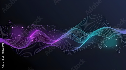 Abstract Blue And Purple Glowing Neon Energy Laser Lines Flying On A Black Background