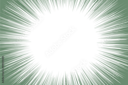 シンプルな緑の集中線のフレーム素材