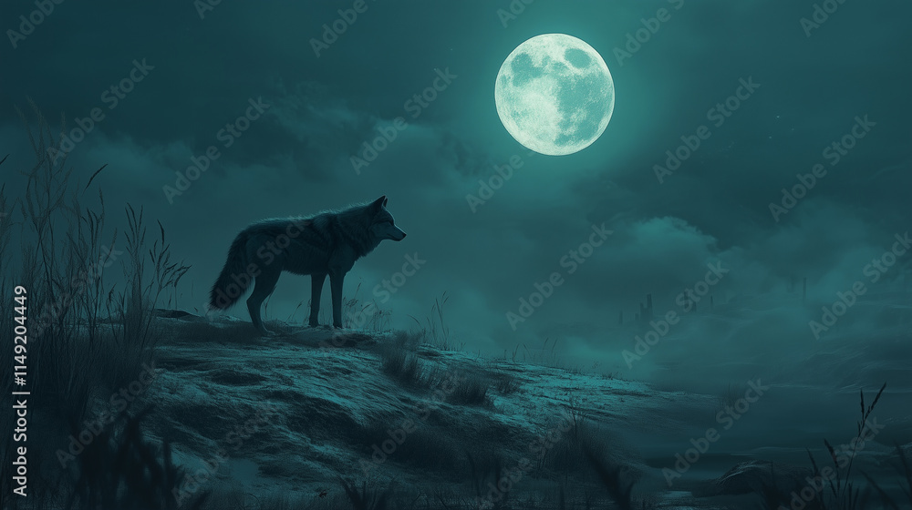 Lunar Watch: A Wolf on a Cliff under the Moon Lunar Watch: A Wolf on a Cliff under the Moon
