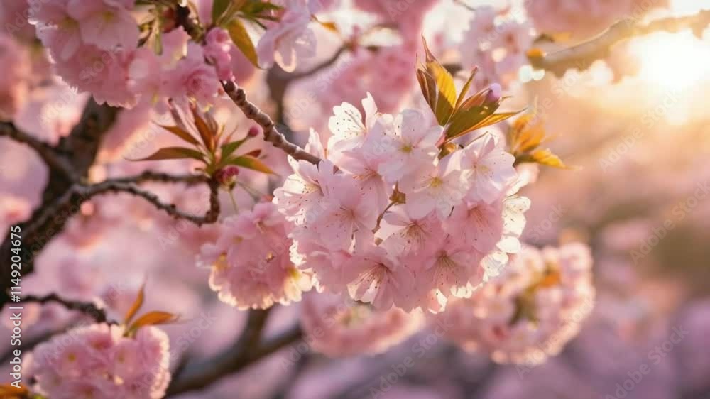Detailed view of cherry blossom branches against a clear blue sky in spring Detailed view of cherry blossom branches against a clear blue sky in spring