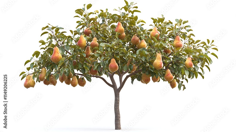 pear tree with ripe pears isolated on white background pear tree with ripe pears isolated on white background