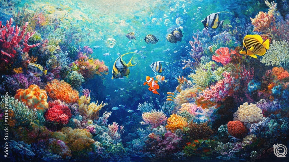 Fototapeta premium Vibrant Underwater World: A Colorful Coral Reef