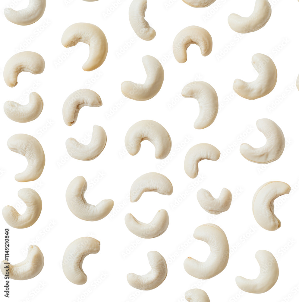 Cashew nuts pattern on white background Cashew nuts pattern on white background