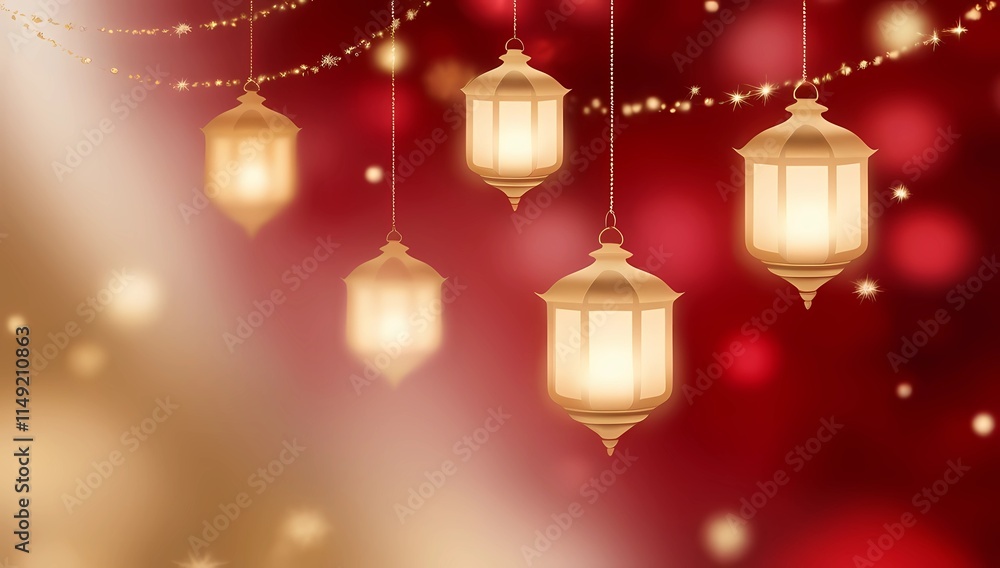 Festive Chinese New Year design featuring a red and gold gradient with faint glowing lanterns blending softly Festive Chinese New Year design featuring a red and gold gradient with faint glowing lanterns blending softly