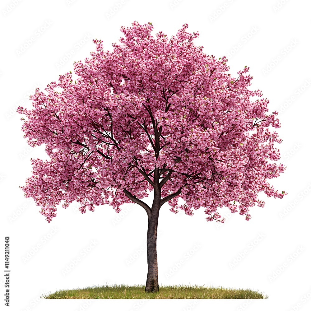 Obraz premium cherry tree with blossoms isolated on white background