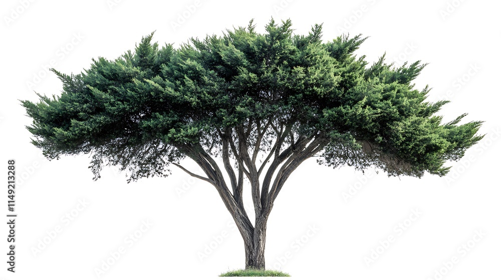 Fototapeta premium cypress tree with dark green foliage isolated on white background