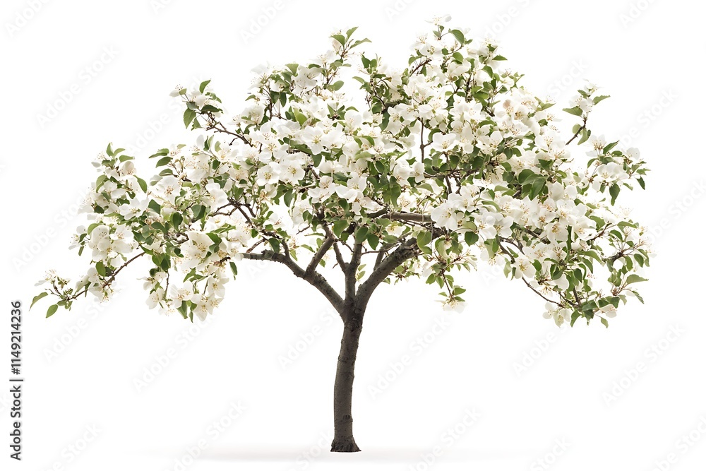 Naklejka premium apple tree with blossoms isolated on white background