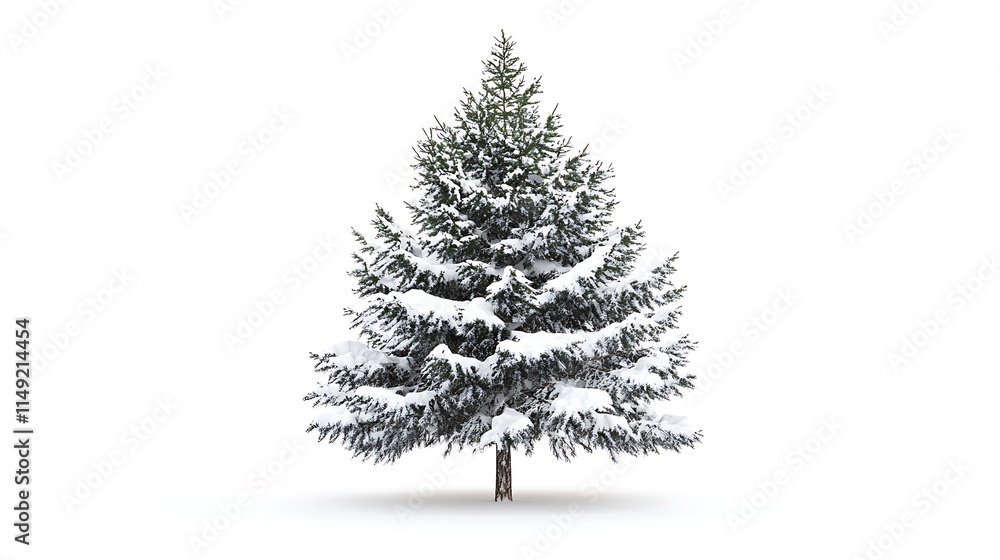 Fototapeta premium pine tree with snow-covered branches isolated on white background