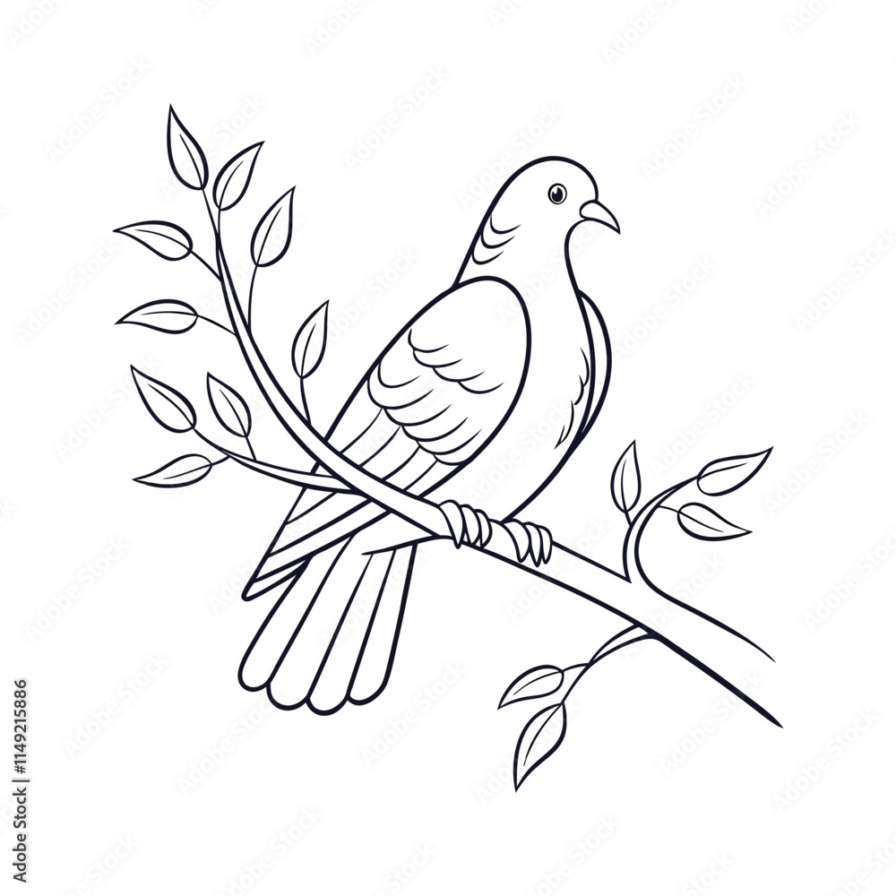 Bird Outline on Branch Minimalistic Nature Vector Design Bird Outline on Branch Minimalistic Nature Vector Design