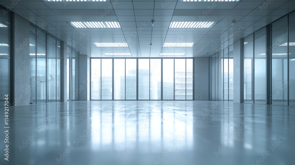 Obraz premium Modern Empty Office Space with City View