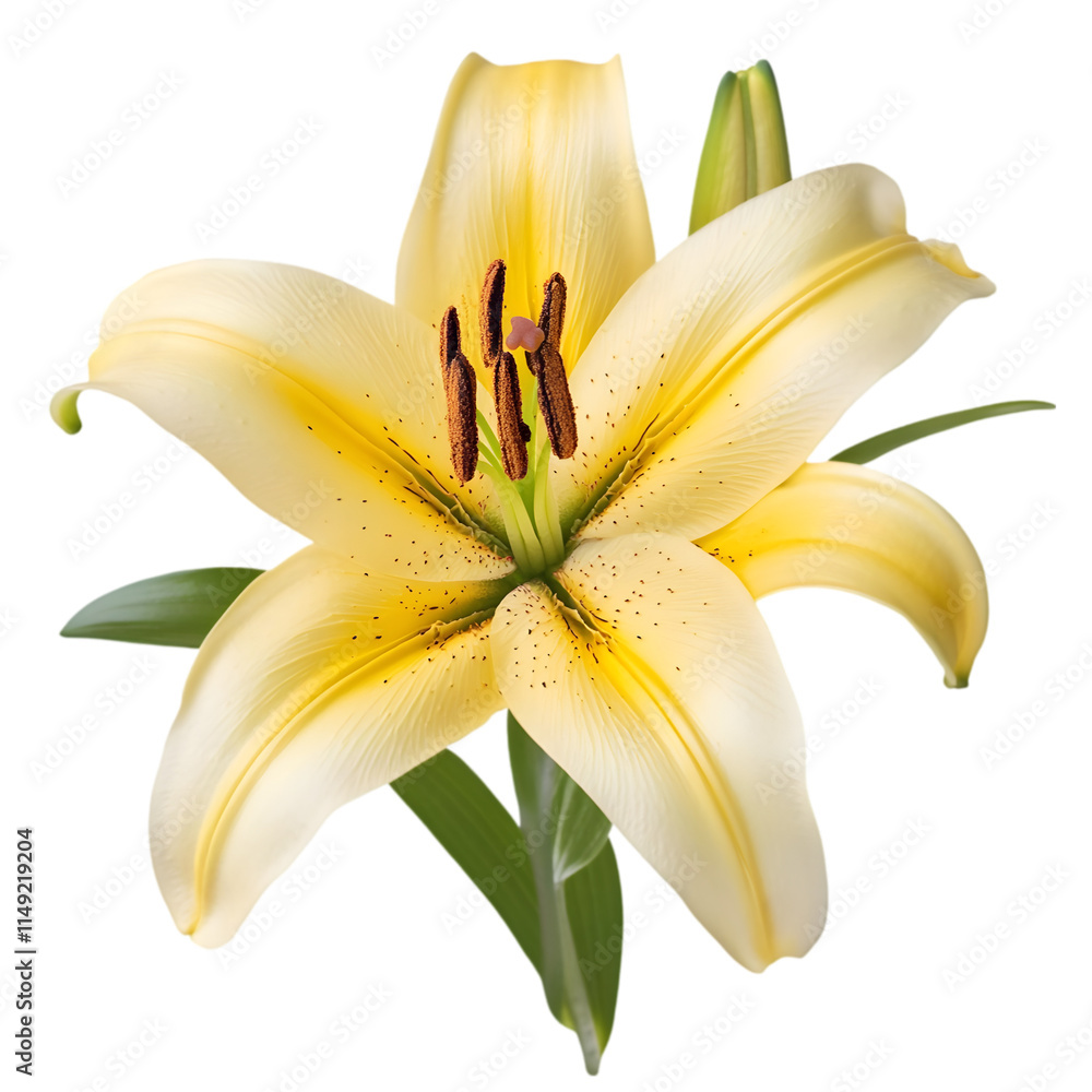 Obraz premium Elegant Pale Yellow Lily Bloom Closeup Flower Photography