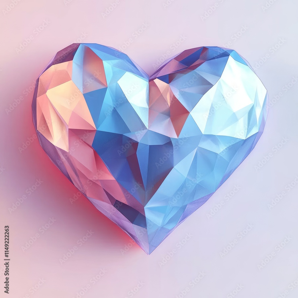 Final Polygonal Heart on Pastel Background Final Polygonal Heart on Pastel Background