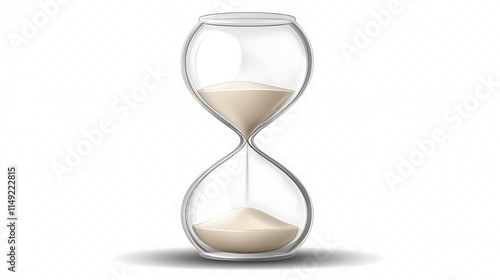 Transparent hourglass with sand flowing down with a large area for text