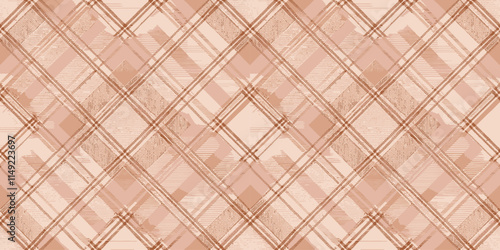A textured abstract pattern featuring warm beige and brown tones in a modern plaid design.