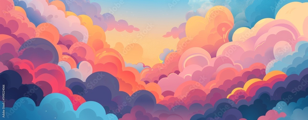 Obraz premium Comics illustration, retro and 90s style, pop art pattern, abstract crazy and psychedelic background,