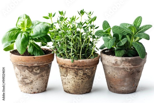 Wallpaper Mural Fresh herbs growing in small pots Torontodigital.ca