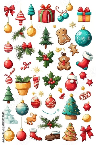 set of christmas elements, christmas